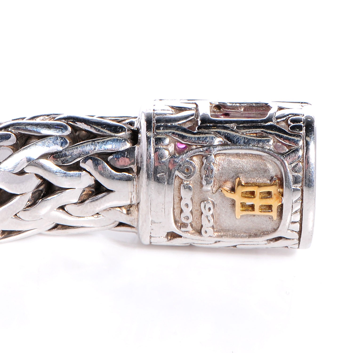 John Hardy Sterling Silver Pink Sapphire Braided Classic Clasp Bracelet Medium 5 of 7