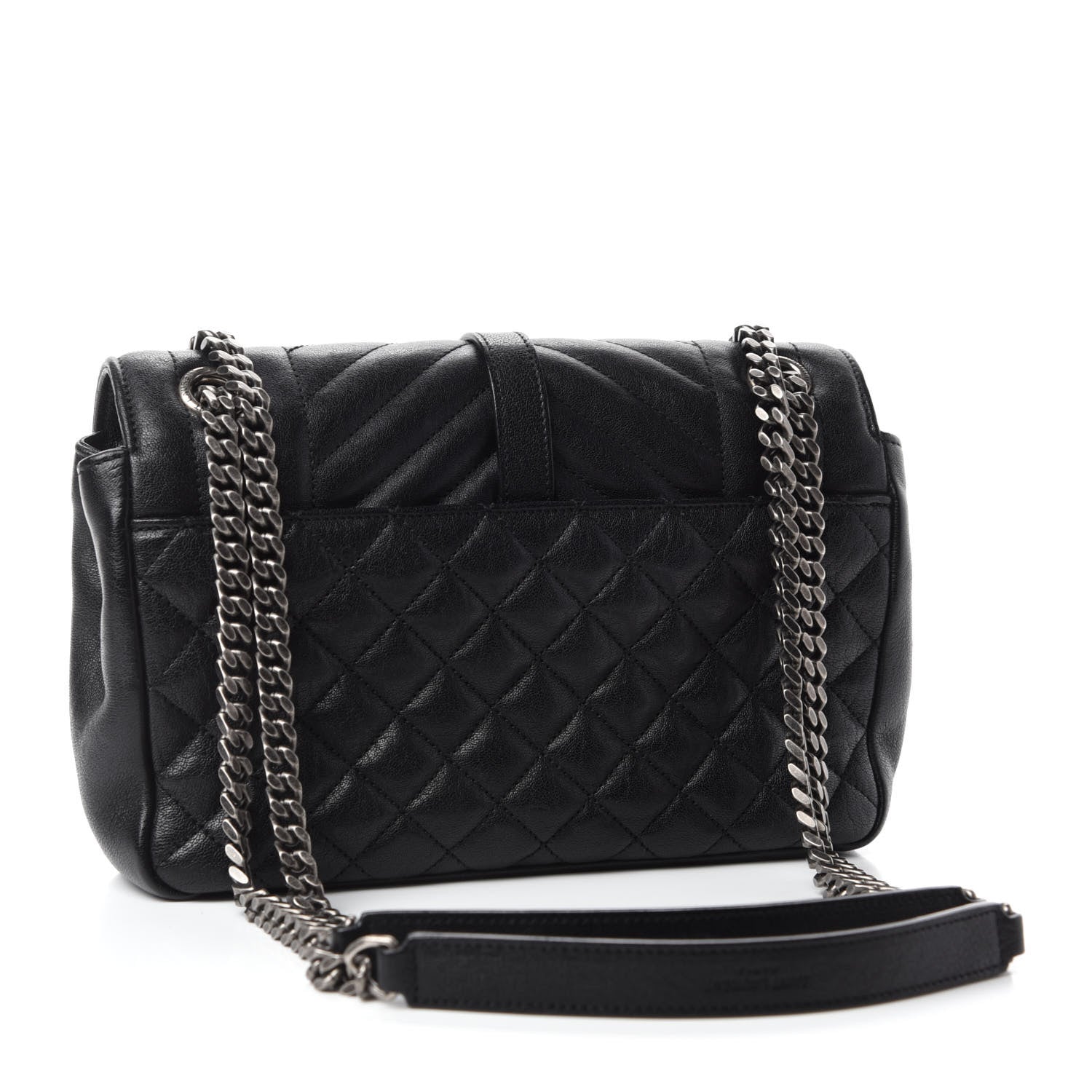 Saint Laurent Sheepskin Tri-Quilt Monogram Medium College Bag Black 4 of 12