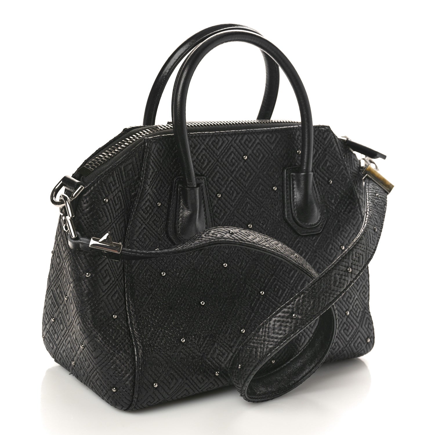 Givenchy Lambskin Logo Embossed Small Studded Antigona Black 3 of 10