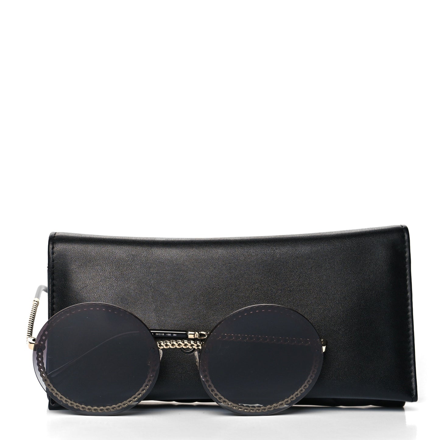 Metal Chain Round Sunglasses 4245 Black