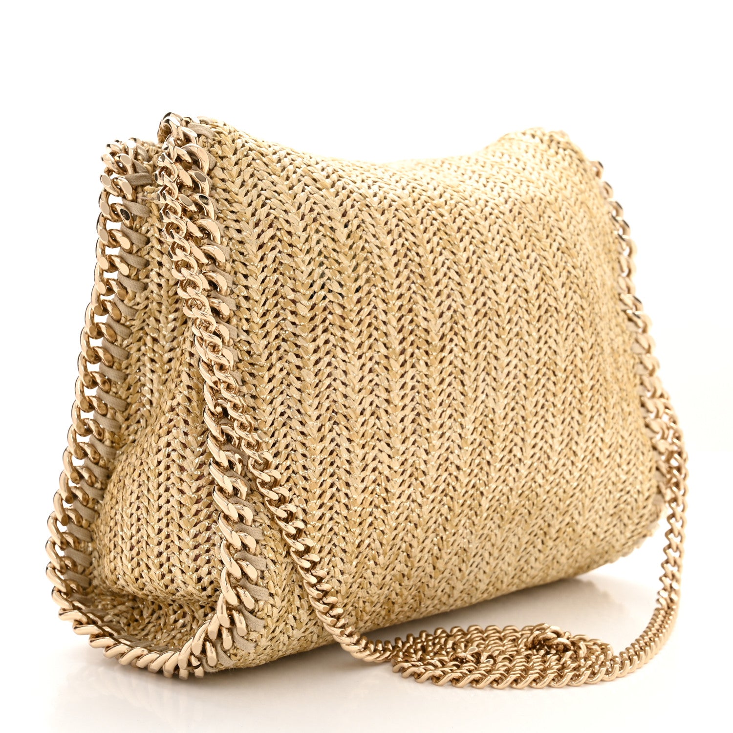 Stella McCartney Metallic Raffia Mini Falabella Tote Gold 3 of 11