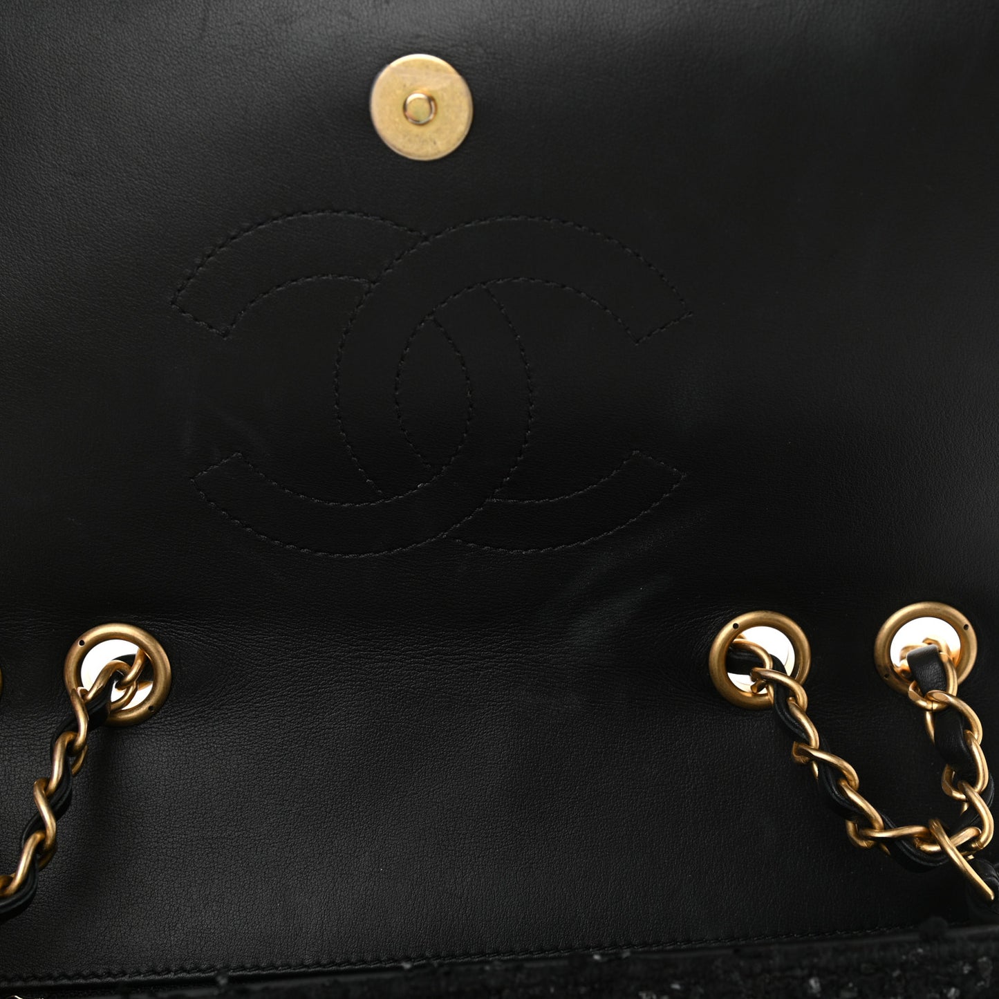 Tweed Calfskin Quilted Medium CC Filigree Flap Black