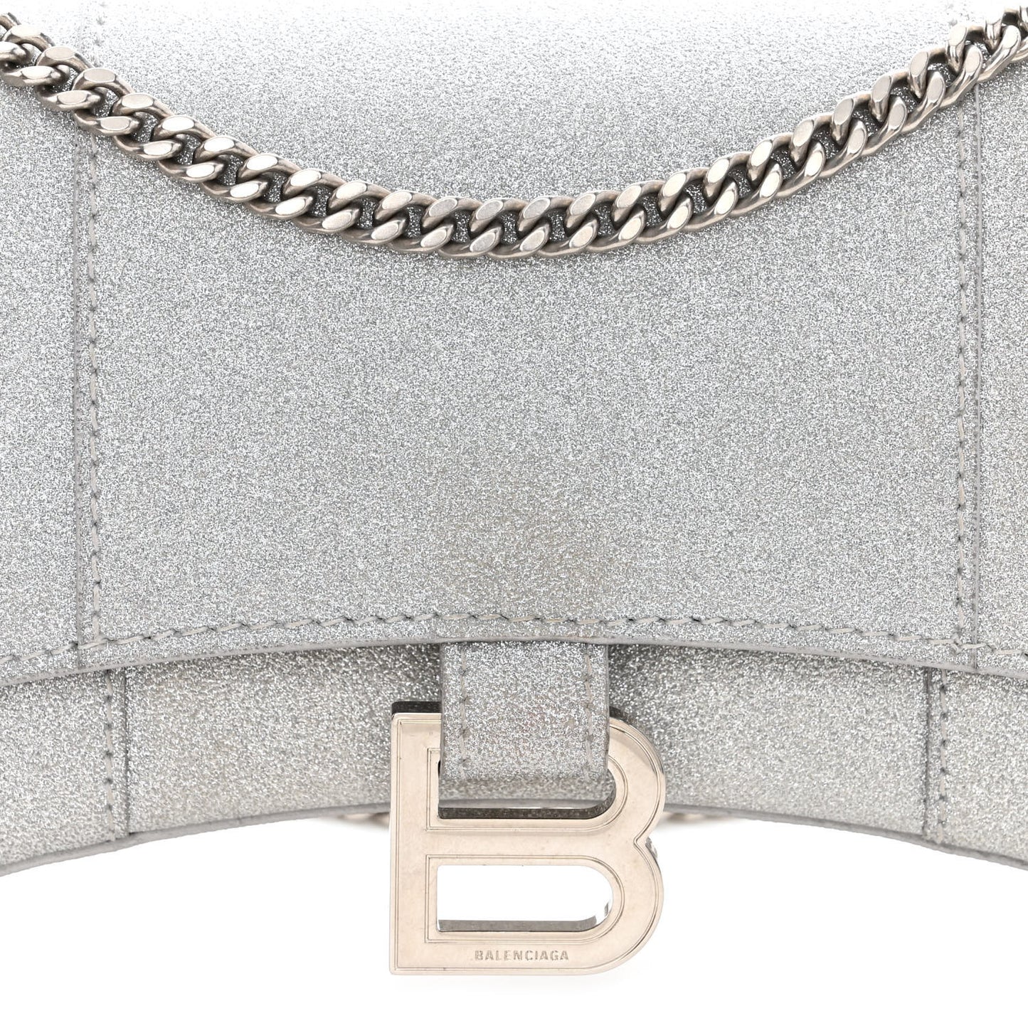 Sparkling Fabric XS Hourglass Wallet On Chain Silver