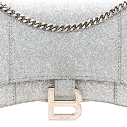 Balenciaga Sparkling Fabric XS Hourglass Wallet On Chain Silver 7 of 9