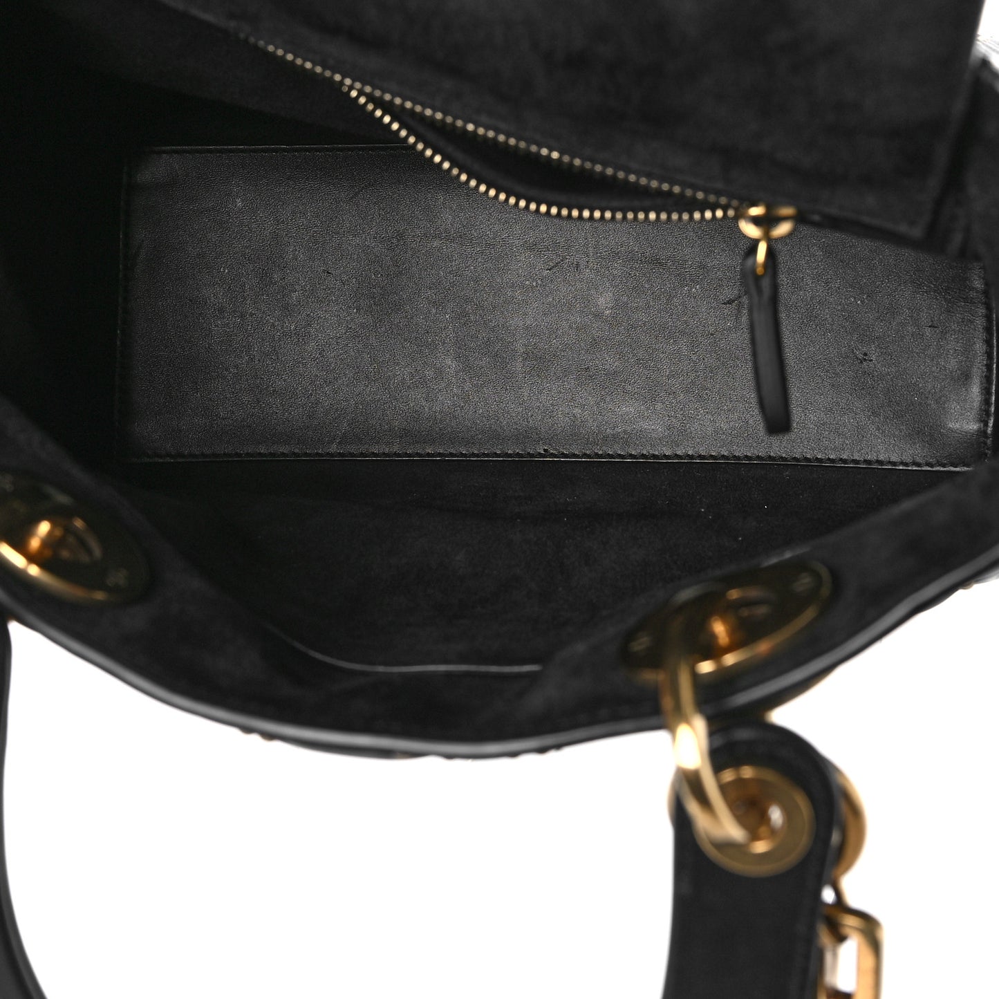 Calfskin Cannage Studded Medium Supple Lady Dior Black