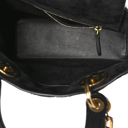 Christian Dior Calfskin Cannage Studded Medium Supple Lady Dior Black 5 of 12