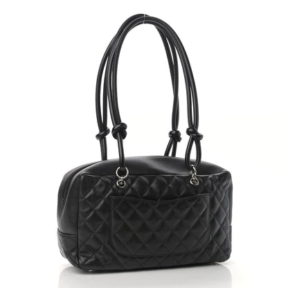 Chanel Calfskin Quilted Large Cambon Bowler Black White 3 of 10