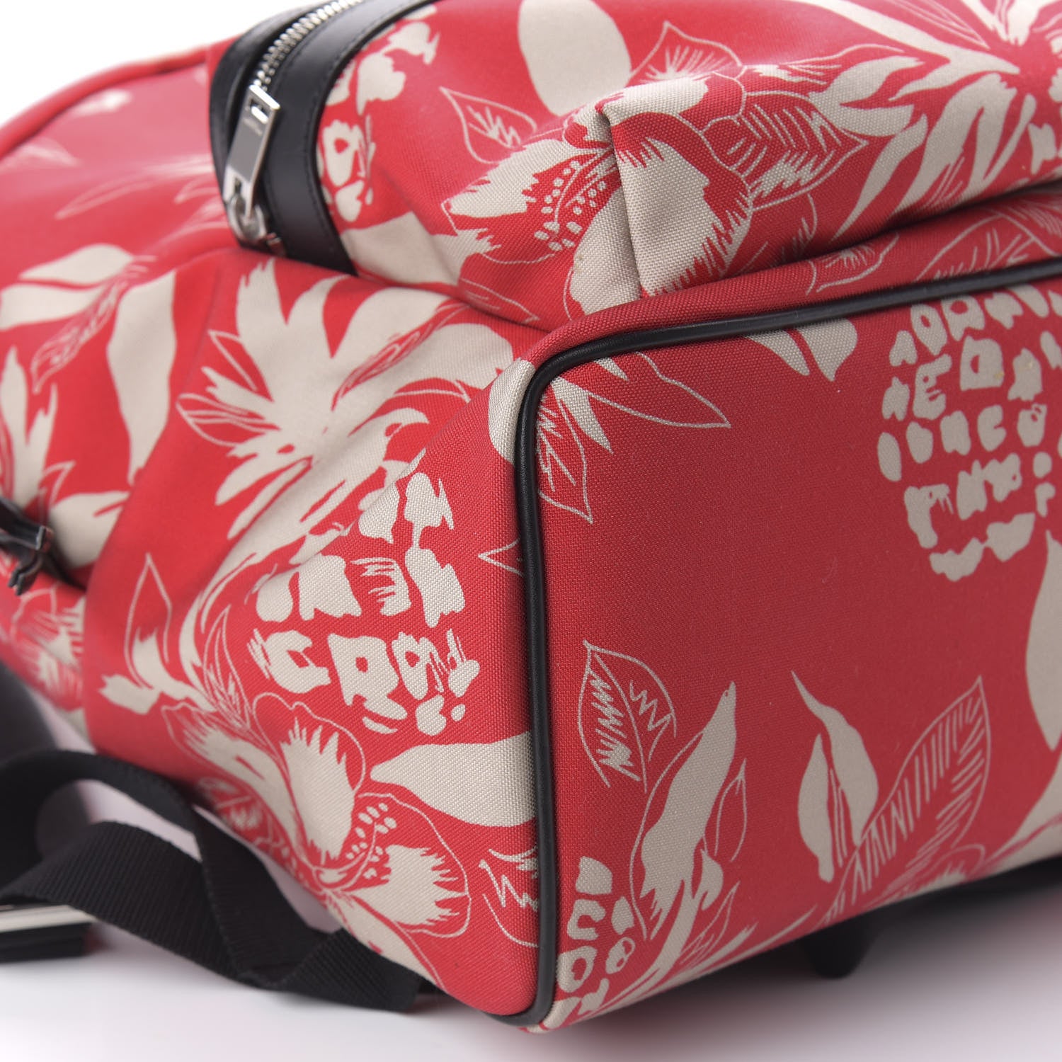 Saint Laurent Canvas Hawaiian Hibiscus Print City Backpack Red Ivory 5 of 8