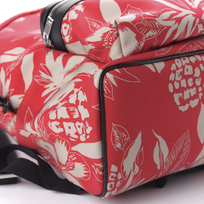 Saint Laurent Canvas Hawaiian Hibiscus Print City Backpack Red Ivory 5 of 8