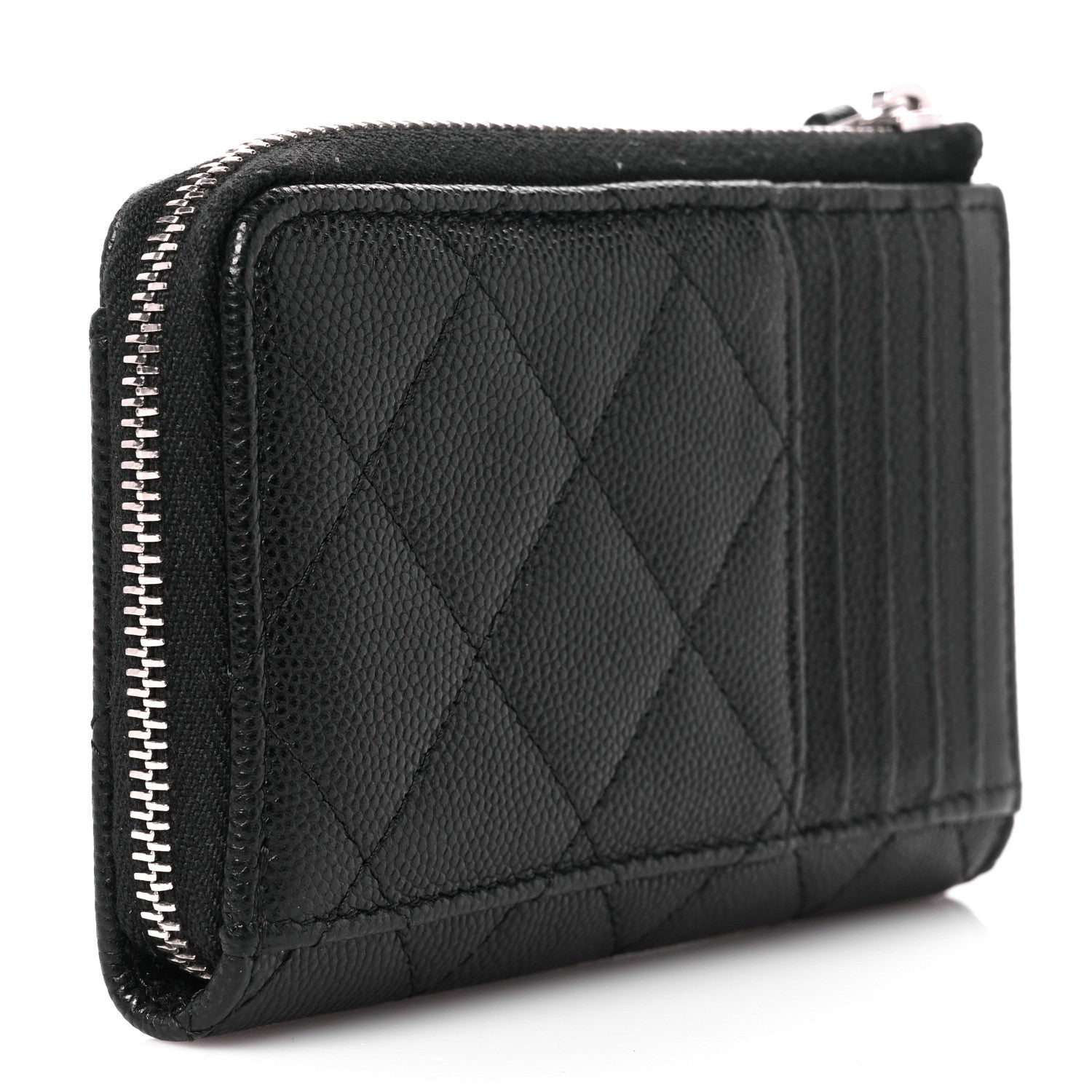Chanel Caviar Quilted CC Logo Zip Around Card Holder Black 3 of 10