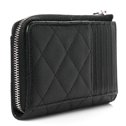 Chanel Caviar Quilted CC Logo Zip Around Card Holder Black 3 of 10