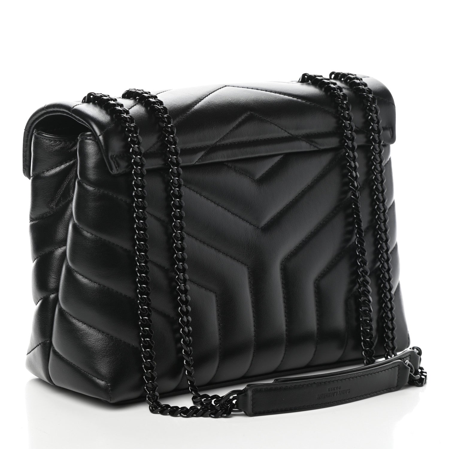 Saint Laurent Calfskin Y Quilted Monogram Small Loulou Chain Satchel Black 3 of 9