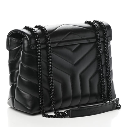 Saint Laurent Calfskin Y Quilted Monogram Small Loulou Chain Satchel Black 3 of 9
