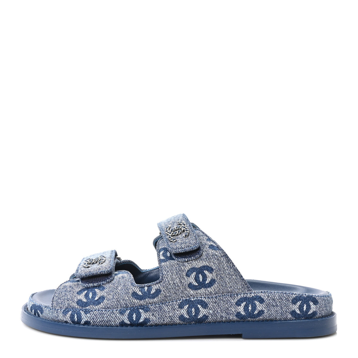 Denim CC Velcro Dad Chain CC Slide Sandals 36.5 Blue