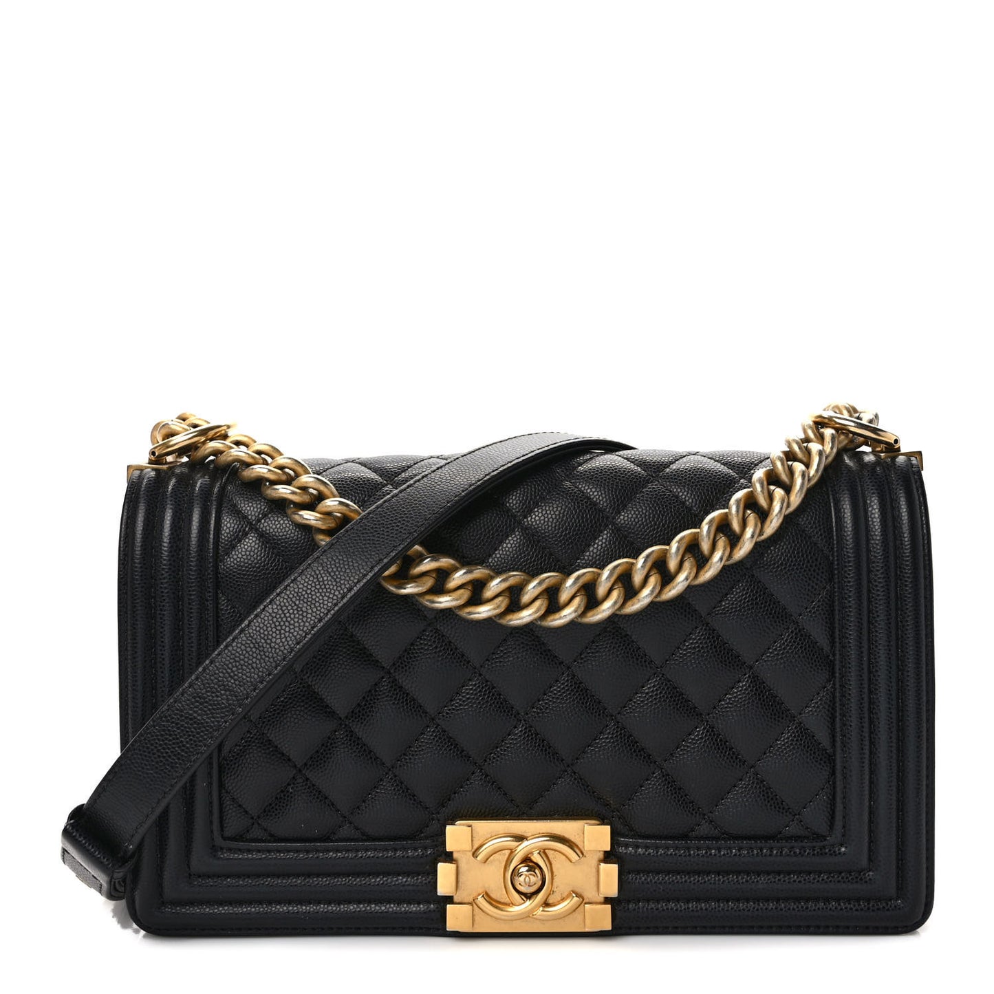 Caviar Quilted Medium Boy Flap Black