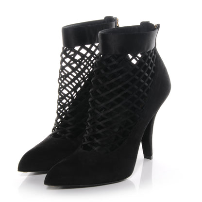 Louis Vuitton Suede Satin Cutout Ankle Boots 41 Black 3 of 6