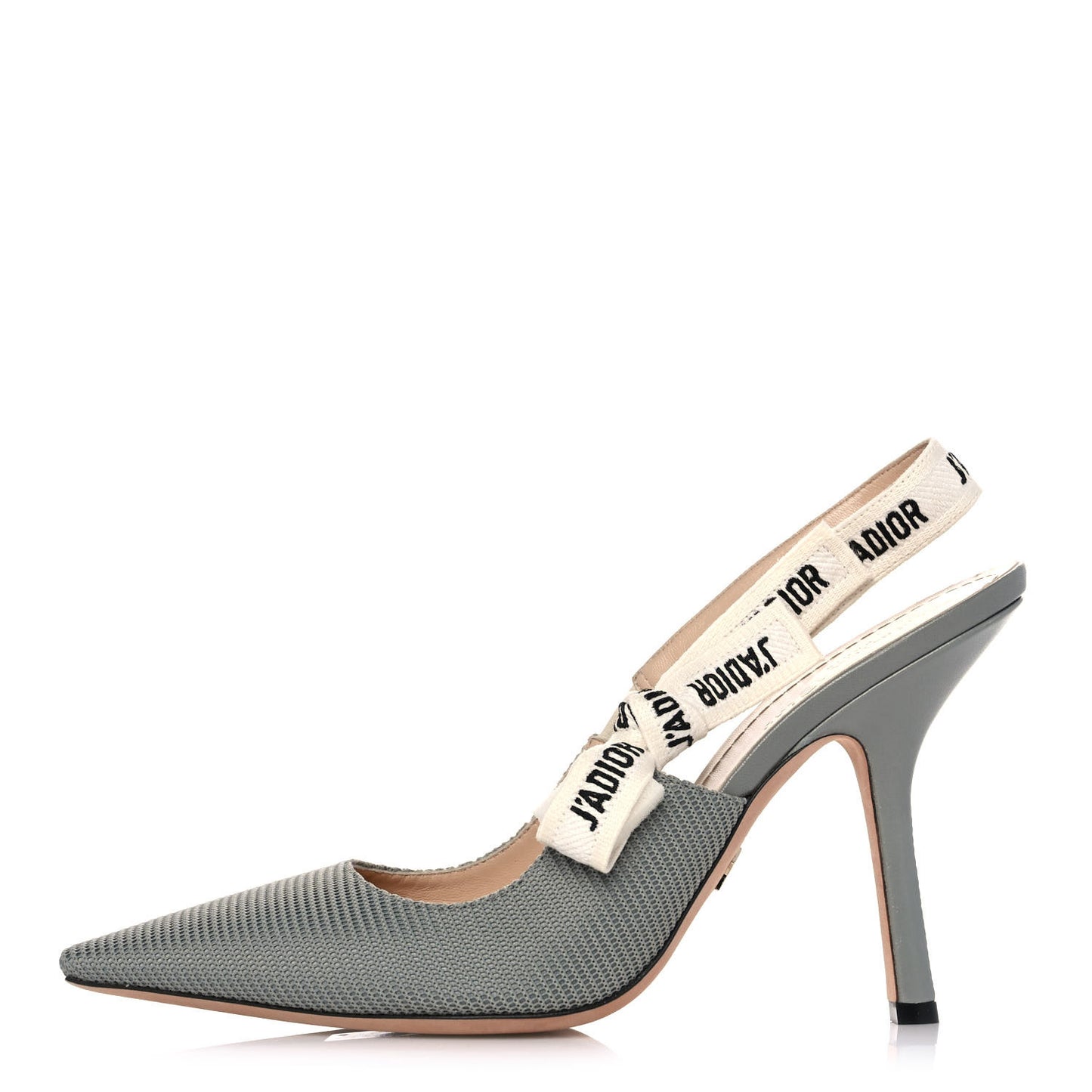 Technical Canvas Ribbon J'Adior Slingback 100mm Pumps 42 Grey Stone