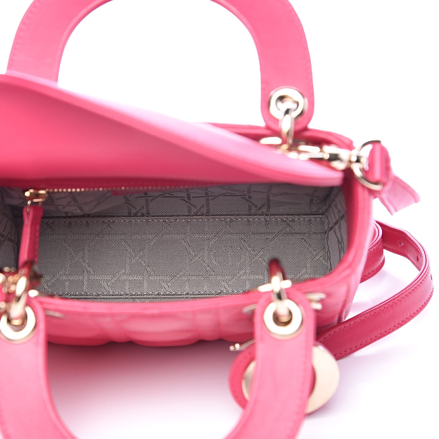 Lambskin Cannage Mini Lady Dior Fuchsia