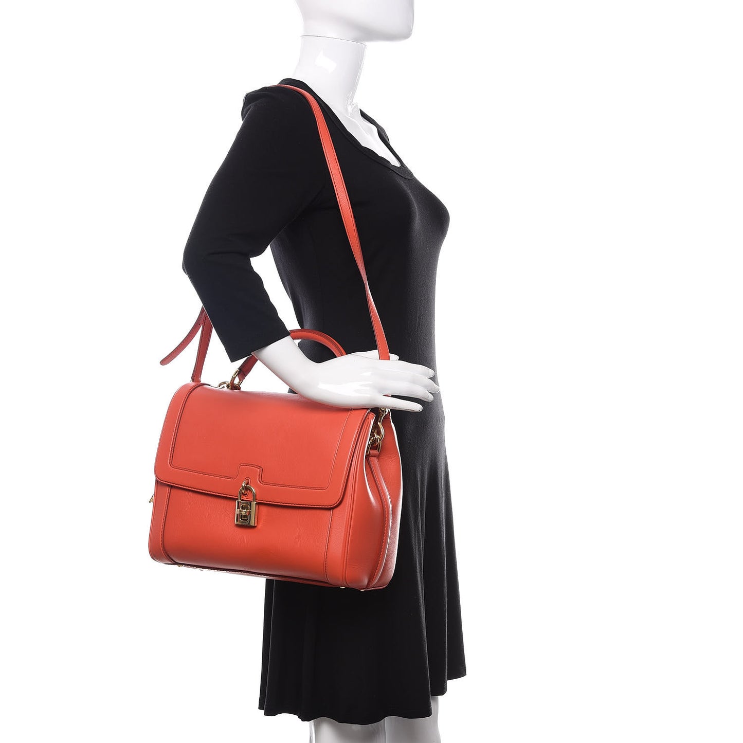 Calfskin Padlock Shoulder Bag Orange