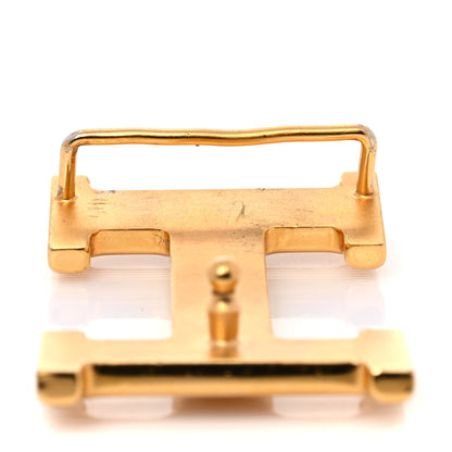 Hermes Brass Gold Plated 32mm Strie H Belt Buckle Gold 6 of 6