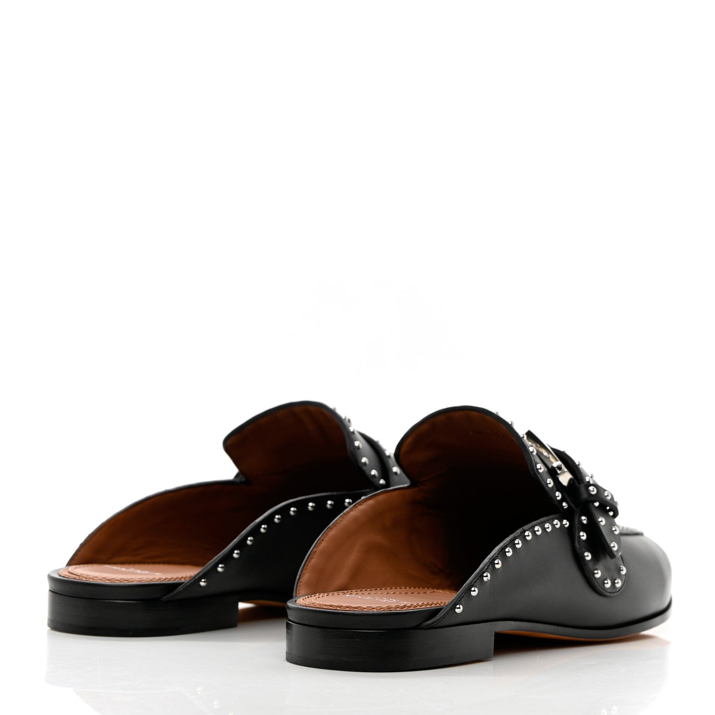 Calfskin Studded Elegant Loafer Mule 37 Black