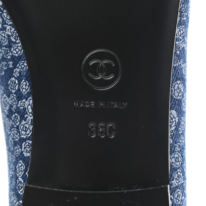 Chanel Denim Camellia Print Ballerina Flats 38 Dark Blue 6 of 11