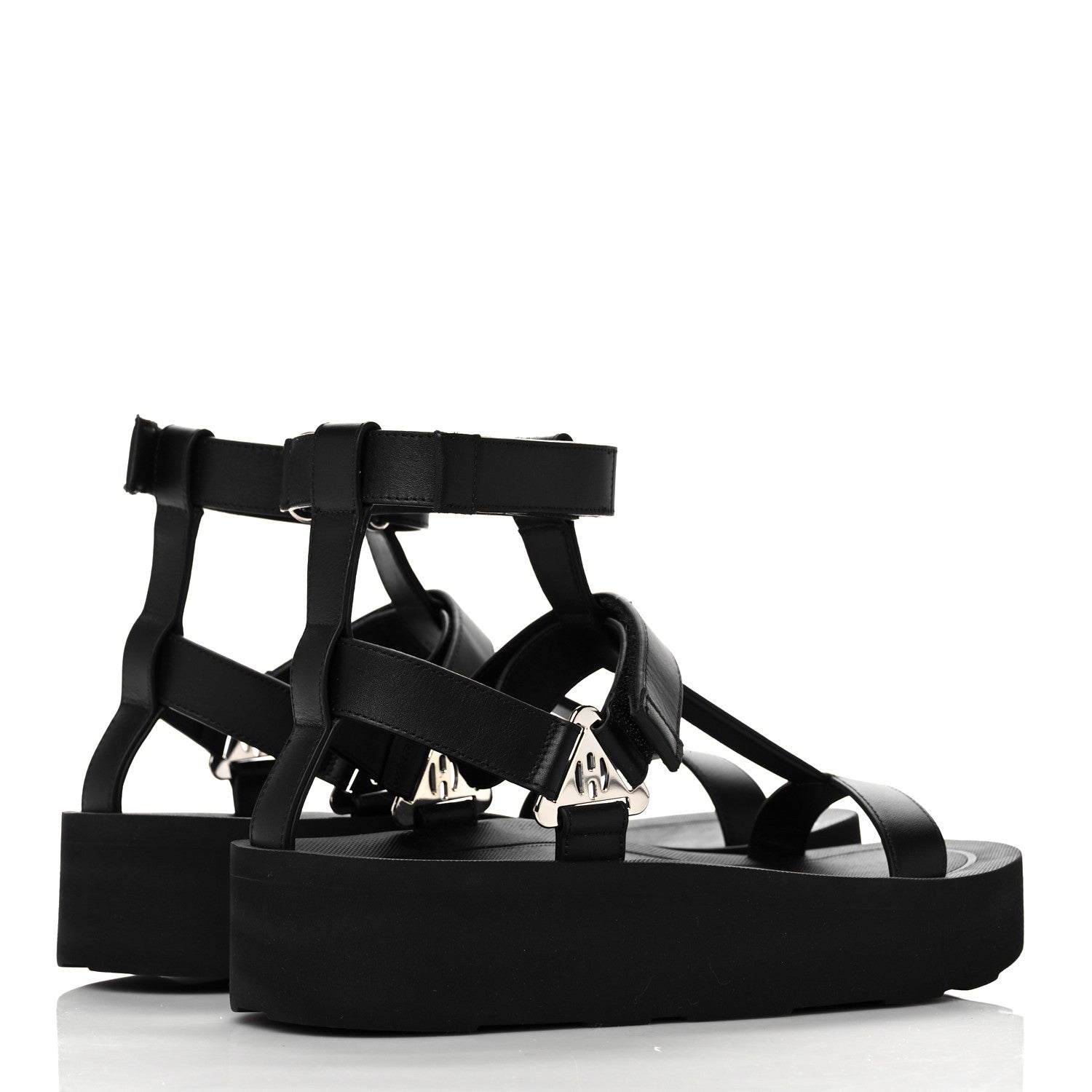 Hermes Calfskin Womens Enid Sandals 38 Black 4 of 8
