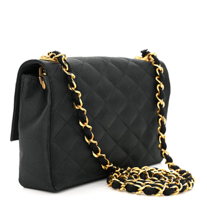 Chanel Satin Quilted Crystal CC Evening Flap Black 2 of 12