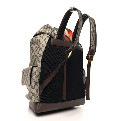 Gucci GG Supreme Monogram Medium Ophidia Double Buckle Backpack Beige Ebony Neon Orange 3 of 10