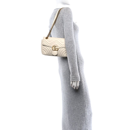 Gucci Calfskin Matelasse Small GG Marmont Shoulder Bag White 2 of 11