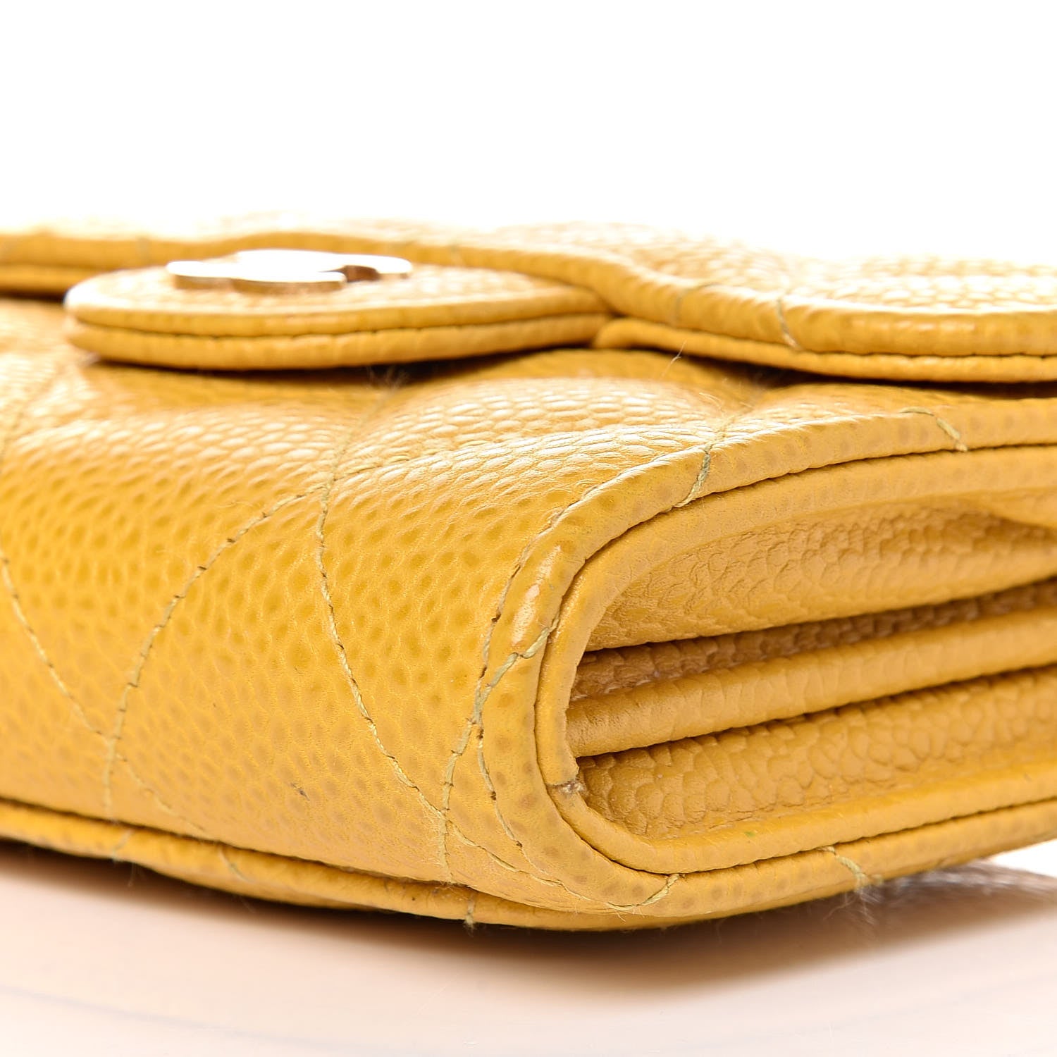 Chanel Caviar Quilted Card Holder Wallet Yellow 6 of 14