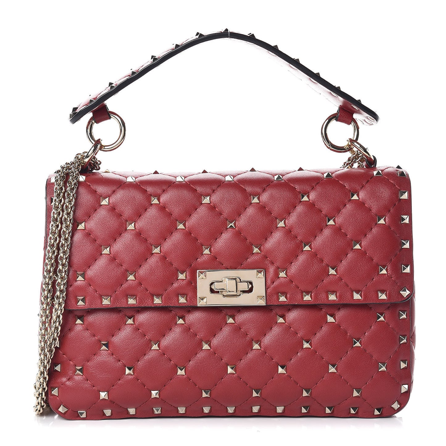Nappa Medium Rockstud Spike Shoulder Bag Rosso Valentino