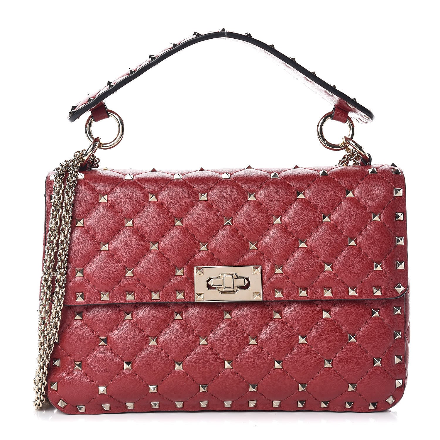 Valentino Garavani Nappa Medium Rockstud Spike Shoulder Bag Rosso Valentino 1 of 9