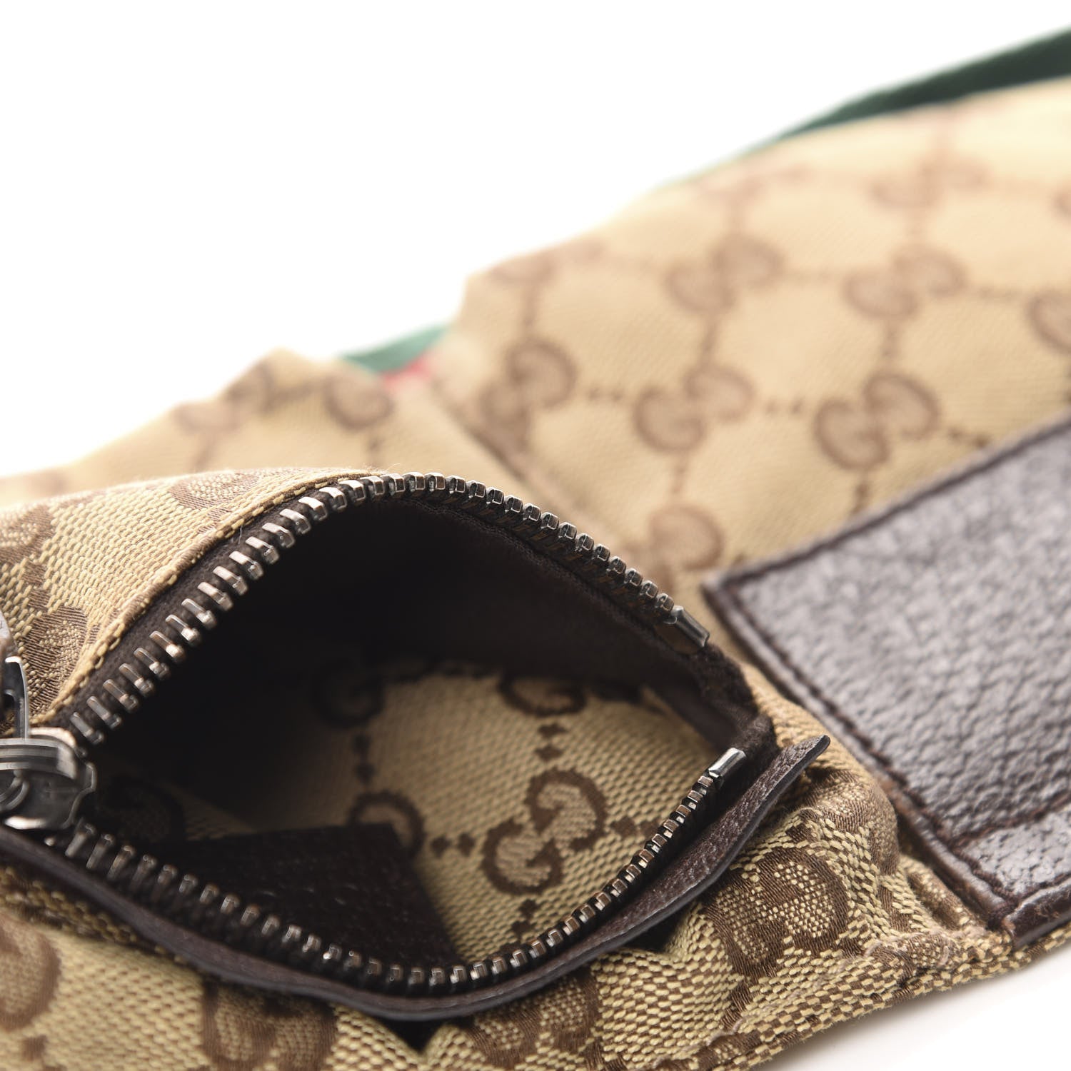 Gucci GG Monogram Web Double Pocket Belt Bag Dark Brown 6 of 13