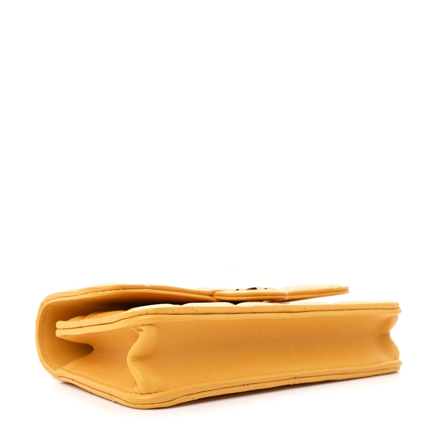 Lambskin Quilted Flap Phone Holder With Chain Yellow