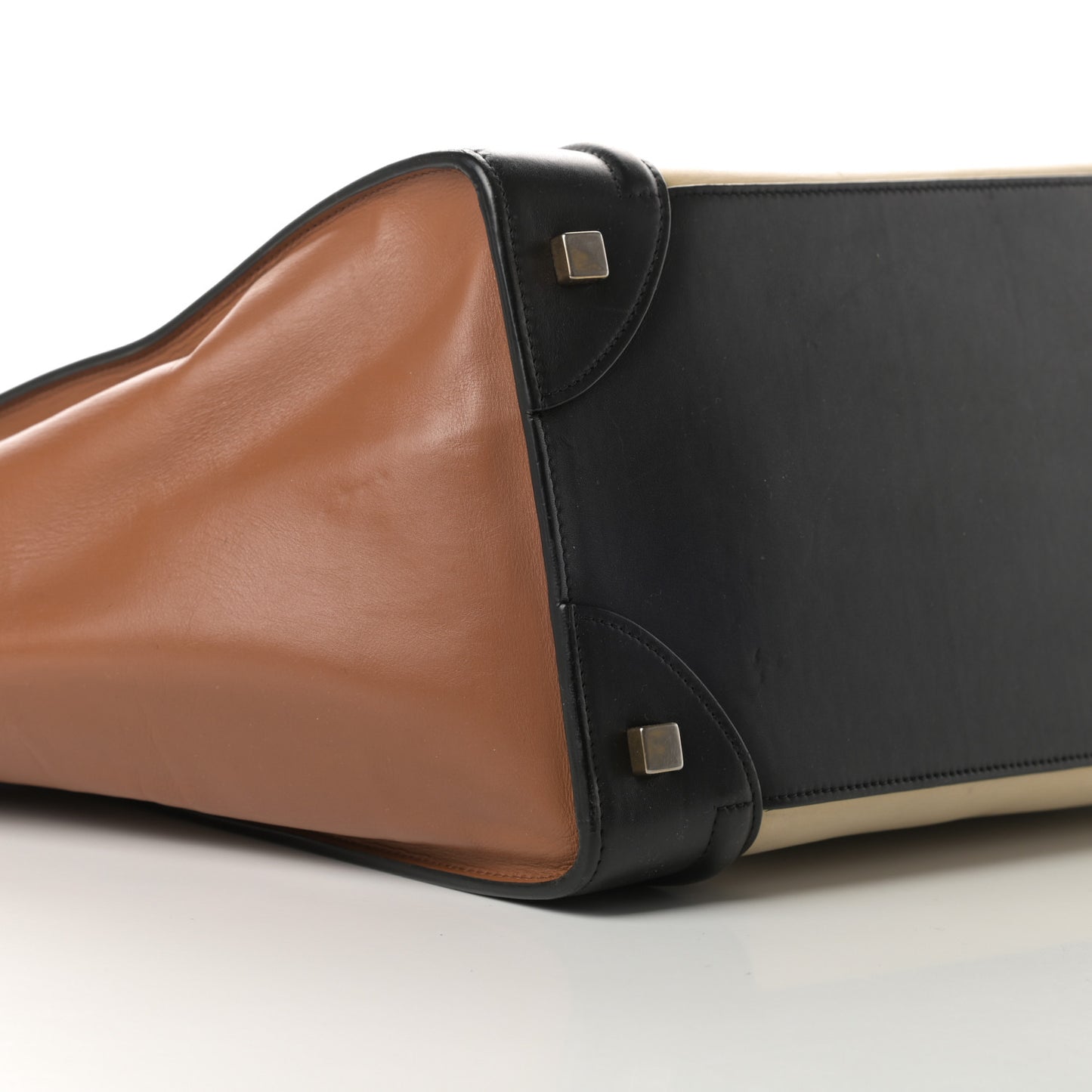 Satin Calfskin Suede Mini Tri-Color Luggage Seashell