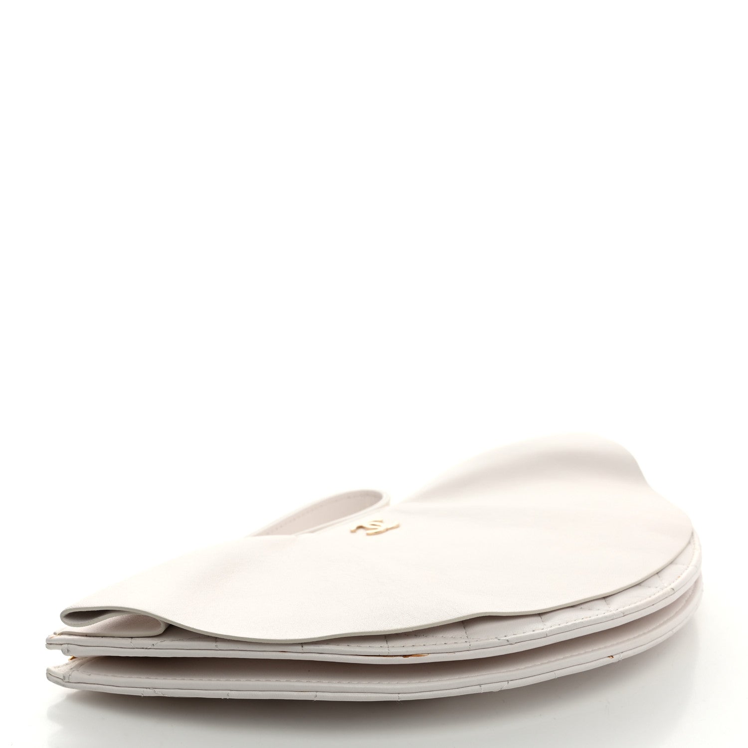 Chanel Lambskin Quilted Wave Clutch White 4 of 8