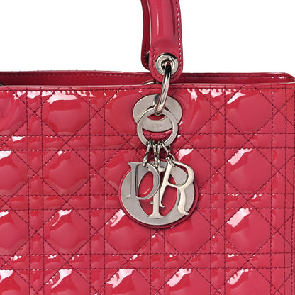 Christian Dior Patent Cannage Large Lady Dior Fuchsia 7 of 16