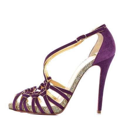 Christian Louboutin Suede Mignons 120 Sandals 37.5 Amethyst 1 of 11