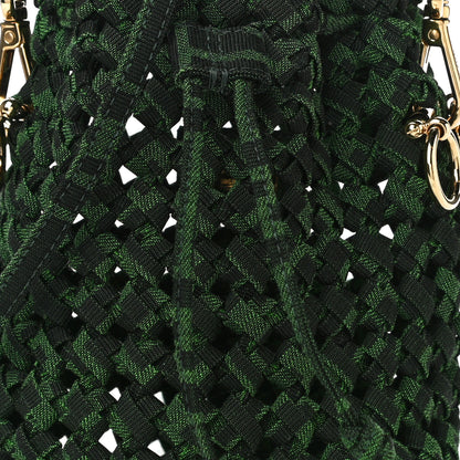 Fendi Fabric Jacquard F is Fendi FF 1974 Woven Knotted Mini Mon Tresor Bucket Bag Verde Black 5 of 10