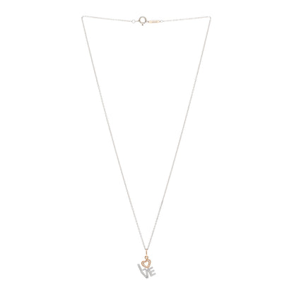 Tiffany Sterling Silver 18K Rose White Gold Diamond Love Pendant Necklace 3 of 4