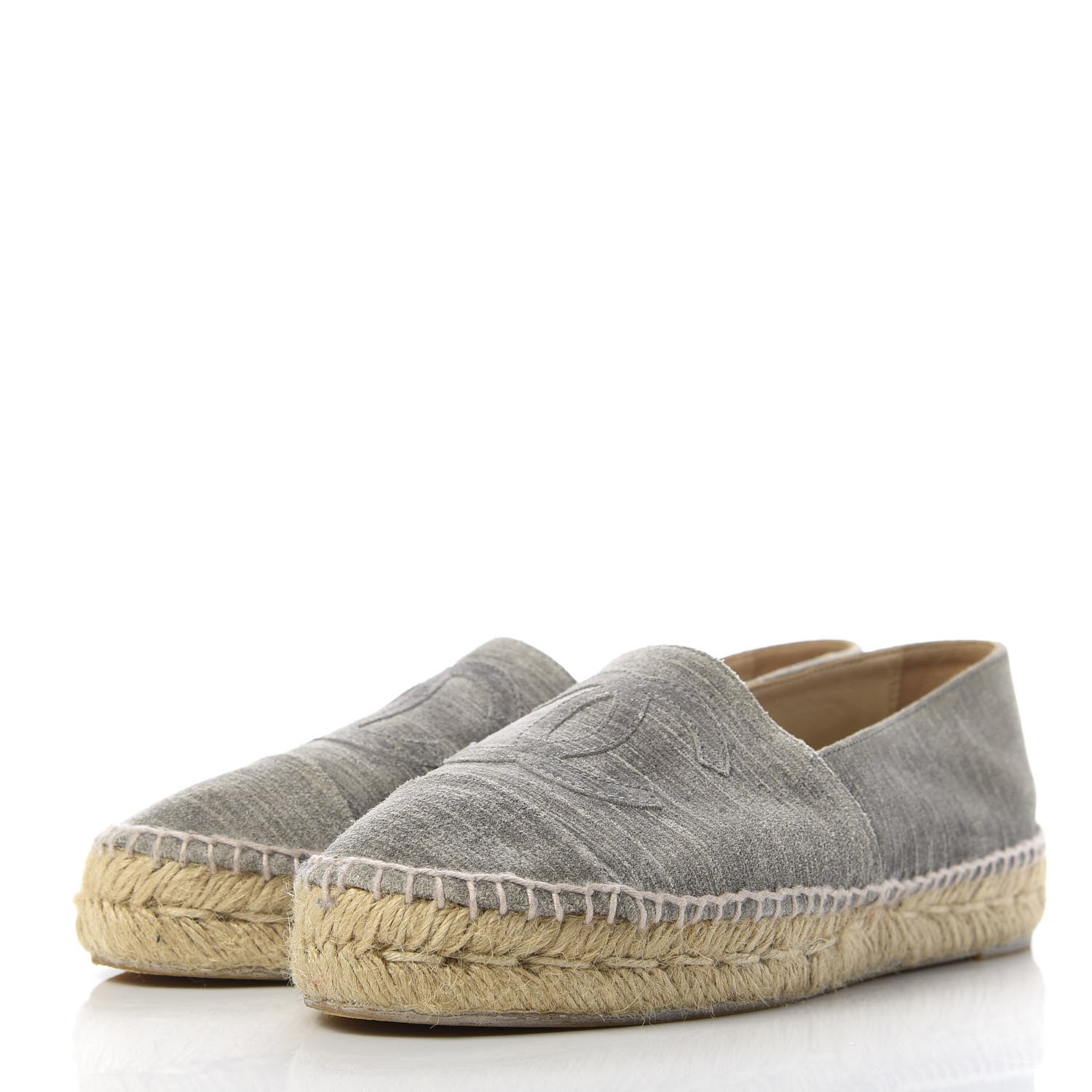Chanel Striated Suede Espadrilles 38 Dark Grey 3 of 11