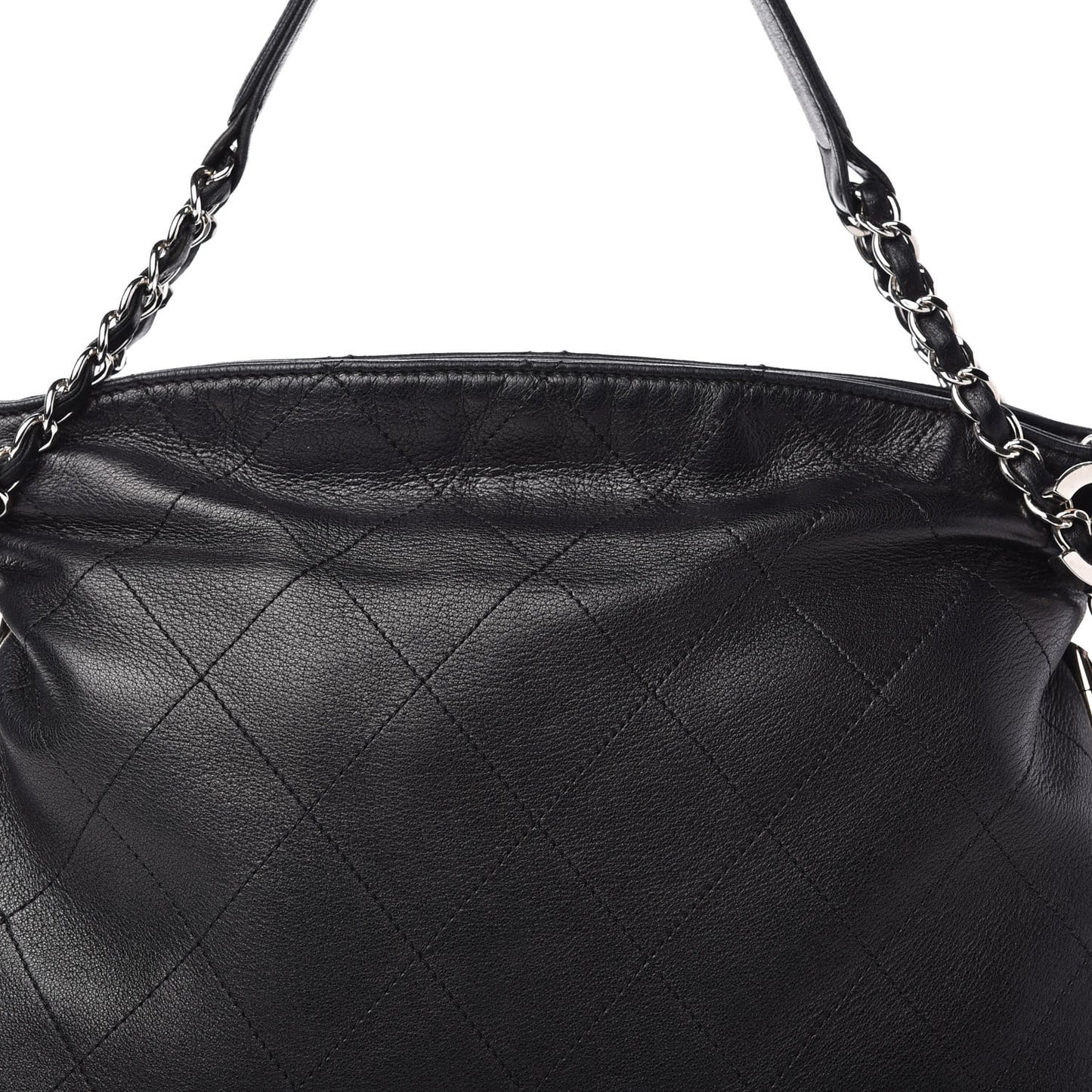 Lambskin Stitched Medium Ultimate Soft Tote Black