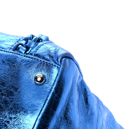 Chanel Metallic Cracked Calfskin Modern Chain Tote Blue 11 of 13