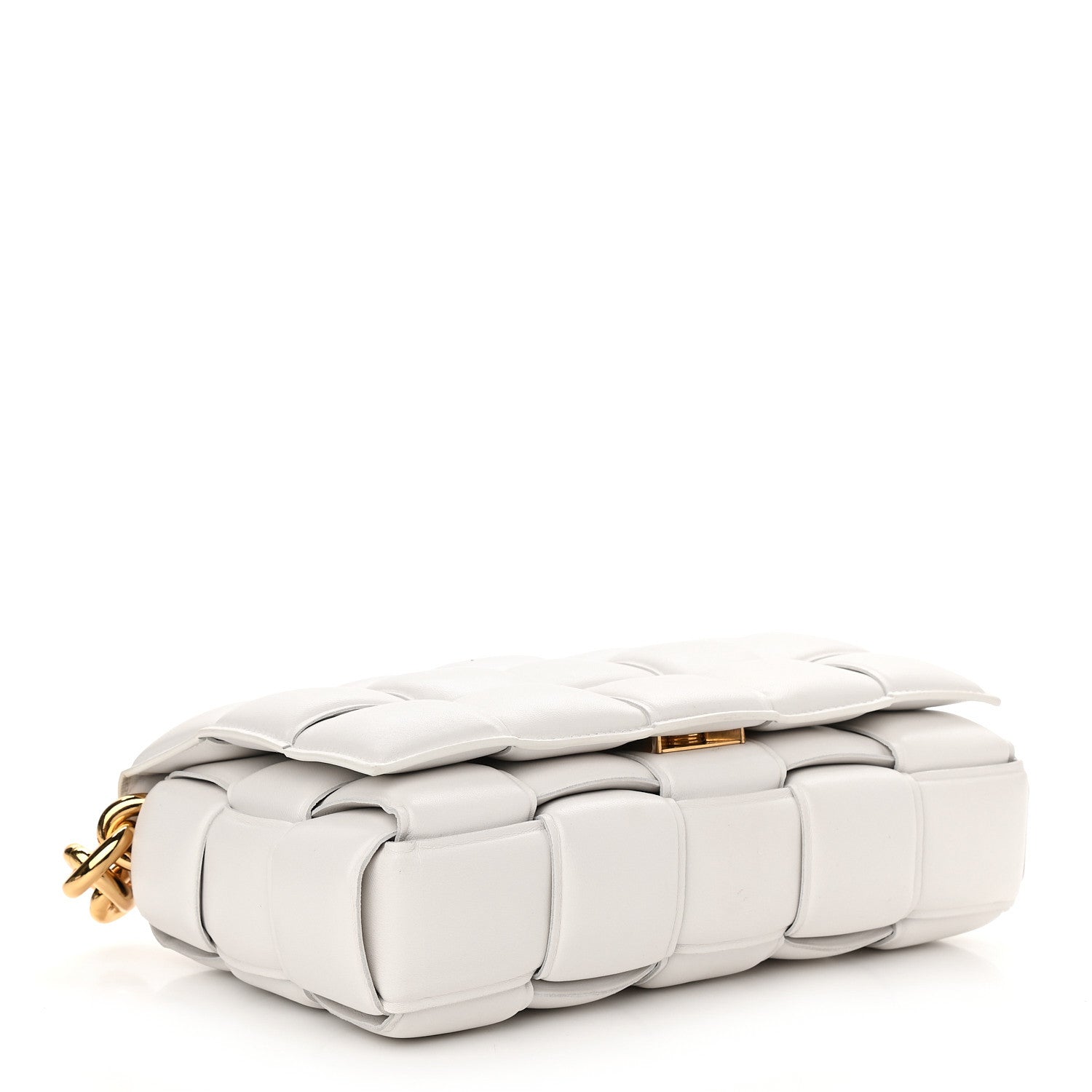 Bottega Veneta Lambskin Maxi Intreccio Padded Chain Cassette Crossbody Bag White 2 of 9