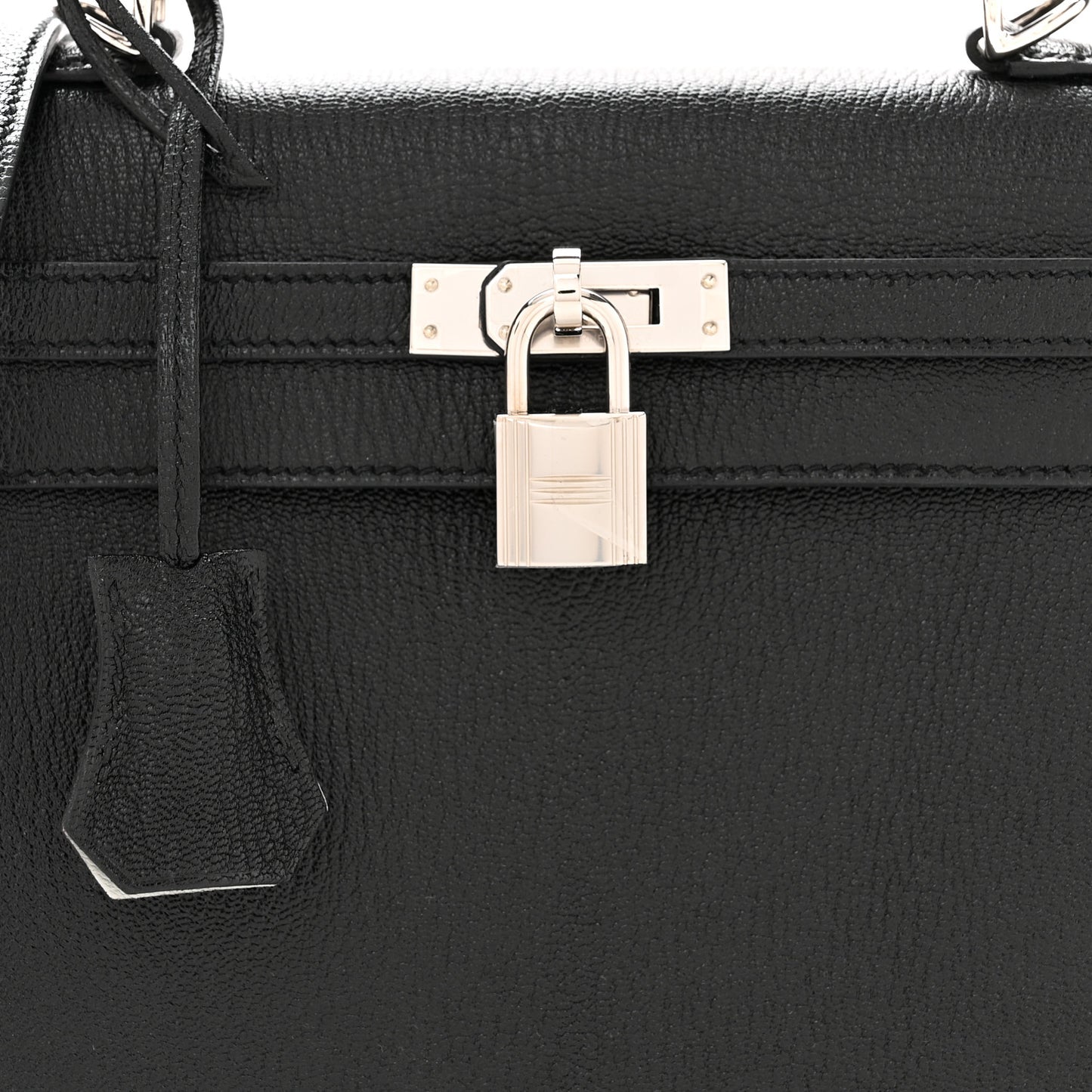 Chevre Mysore Horseshoe Kelly Sellier 25 Black Gris Perle