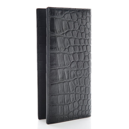 Saint Laurent Calfskin Crocodile Embossed Continental Wallet Black 3 of 8