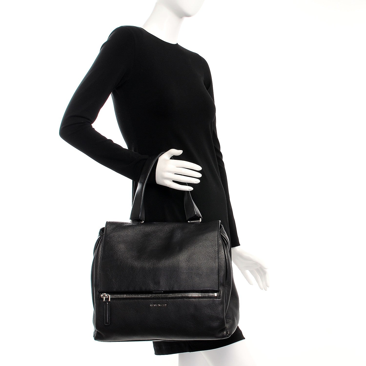 Givenchy Waxy Grained Calfskin Medium Pandora Pure Flap Bag Black 2 of 11