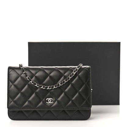 Chanel Lambskin Quilted Wallet On Chain WOC Black 9 of 10