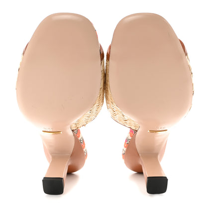 Gucci Raffia Malaga Kid Interlocking G Mabel Sandals 38.5 Natural 5 of 10